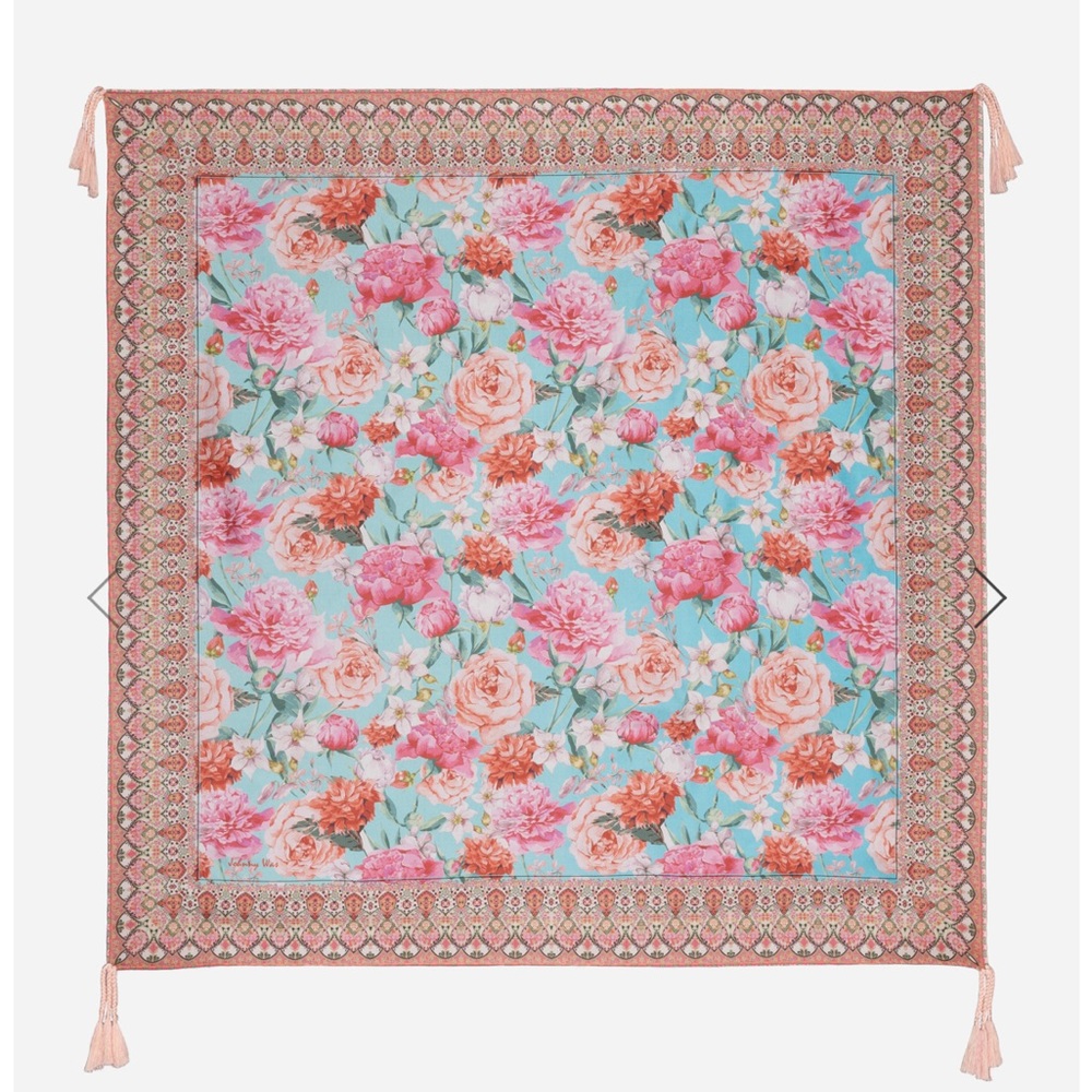 Johnny Was Pink Rose Silk Scarf